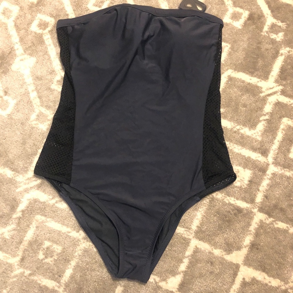 NWT Charcoal and Black Mesh One Piece